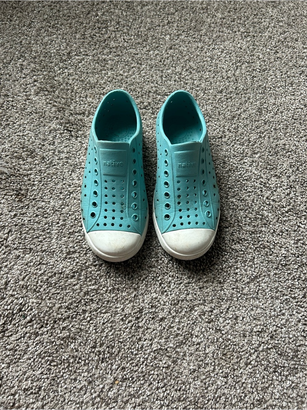 Native Kids Slip-On Water Shoes in Aqua Blue with White Toe